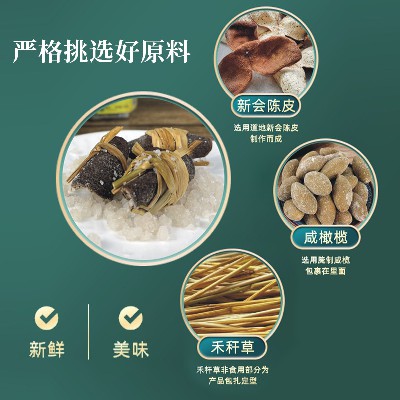 纯手工广东三宝扎陈皮咸榄润喉茶 新会特产10年天马圈枝大红皮